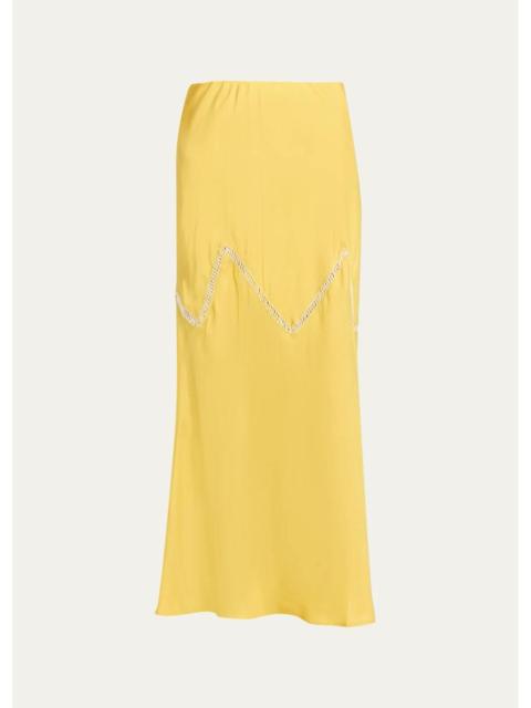 diotima Orisha Lattice-Inset Silk Maxi Skirt