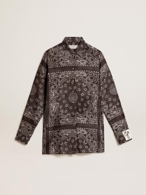 Golden Goose Pajama shirt in anthracite gray with paisley print