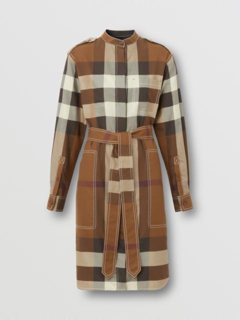 Burberry Check Cotton Tie-waist Shirt Dress