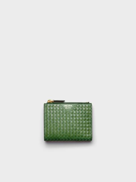 Prada Small woven madras leather wallet