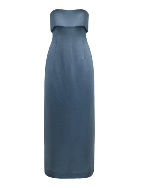 BONDI BORN® Kobe Strapless Satin Maxi Dress blue