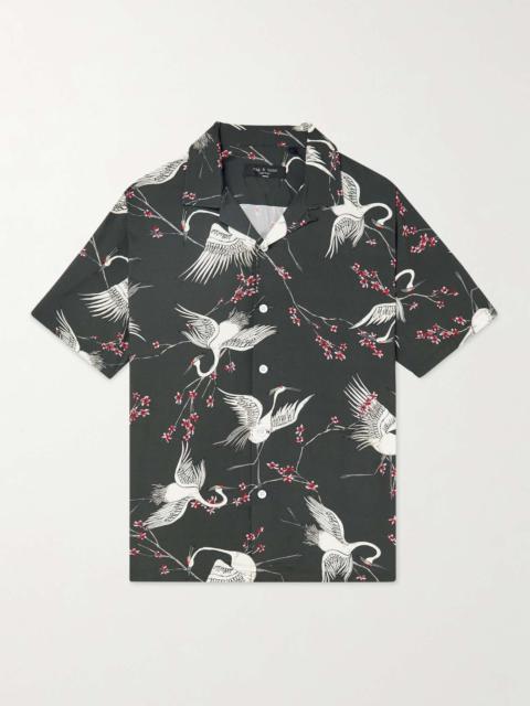 rag & bone Avery Convertible-Collar Printed Crepe Shirt