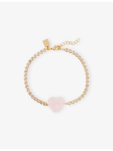 CRYSTAL HAZE Jelly Heart 18ct Yellow-Gold Plated Brass, Cubic Zirconia And Resin Bracelet