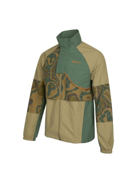 Men's adidas neo Cg Jk2 Contrast Color Stitching Sports Stand Collar Logo Jacket Military Green HE79