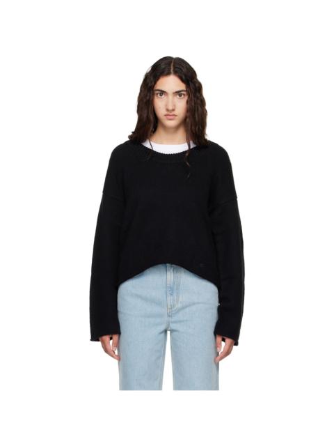 Loulou de Saison Black DERRY LDS U Neck Cashmere Sweater