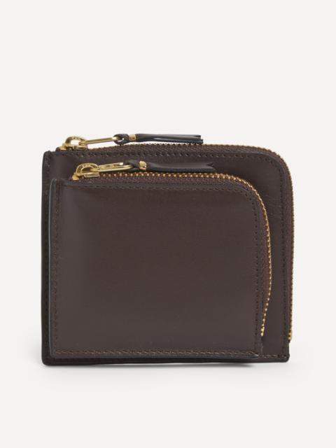 Outside Pocket Line Zip Around Leather Wallet
