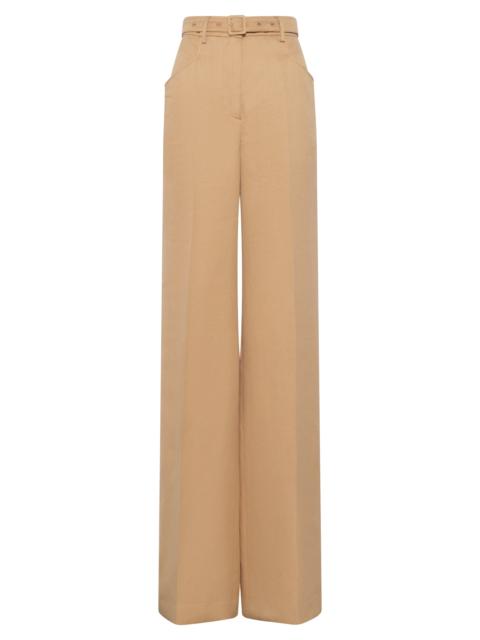GABRIELA HEARST Norman Wide-leg Pant in Wheat Textured Linen Slub