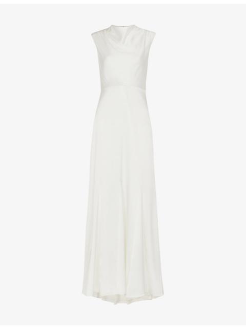 WHISTLES Melody cowl-neck woven maxi wedding dress