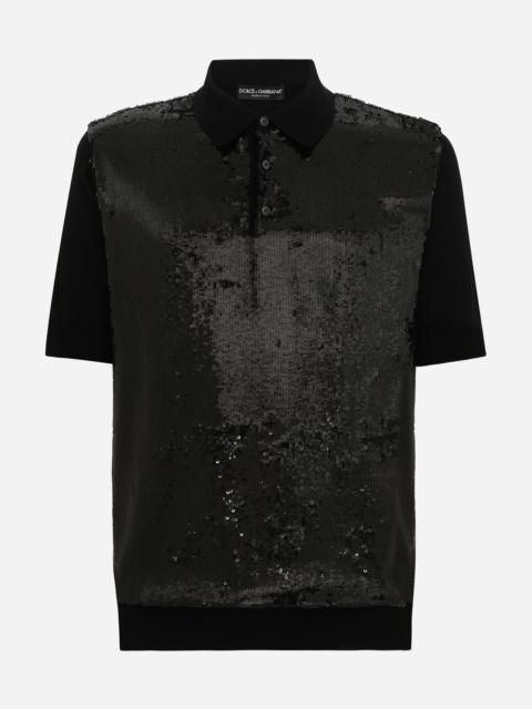 Dolce & Gabbana Wool and silk polo-shirt with sequins