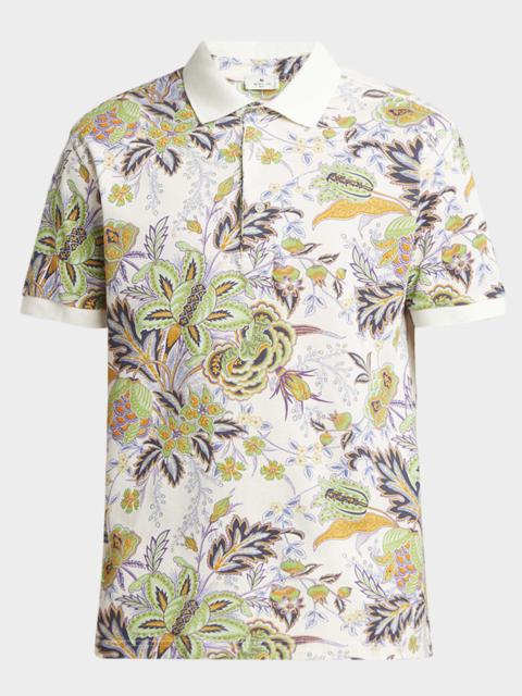 Etro Men's Floral Palm Paisley Polo Shirt