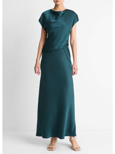 Vince Draped Satin Cowl-Neck Dress