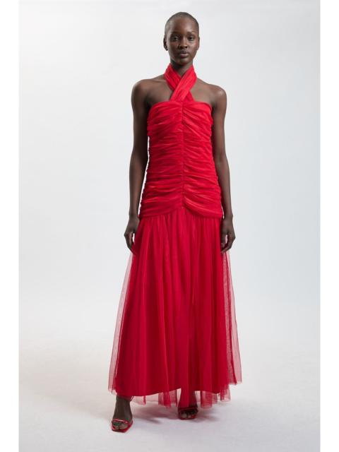 KAREN MILLEN Halterneck Tulle Maxi Dress