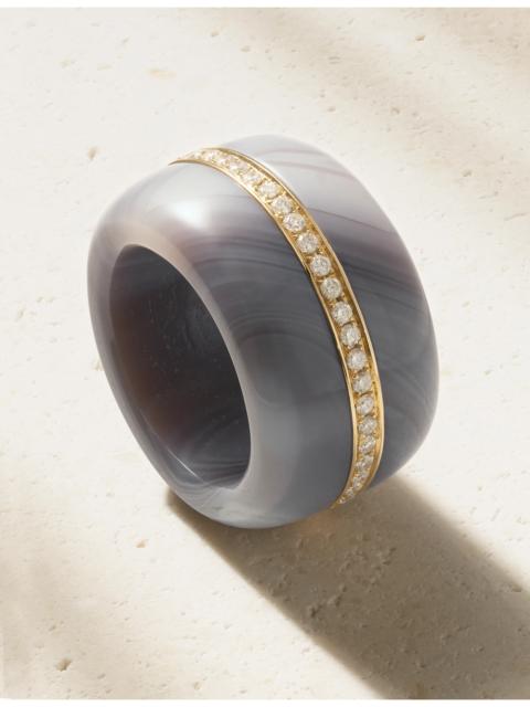 By Pariah Pebble 14-karat Recycled Gold, Agate And Diamond Ring