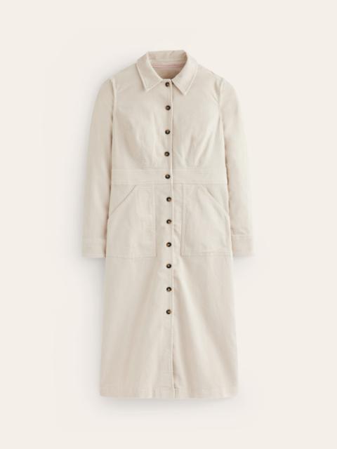BODEN Flora Cord Midi Shirt Dress-Almond Peach