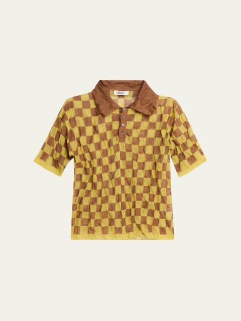 ZANKOV Check Print Polo Shirt
