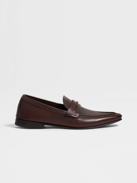ZEGNA LIGHT BROWN NATURAL GRAIN LEATHER MOCASSIN LOAFER