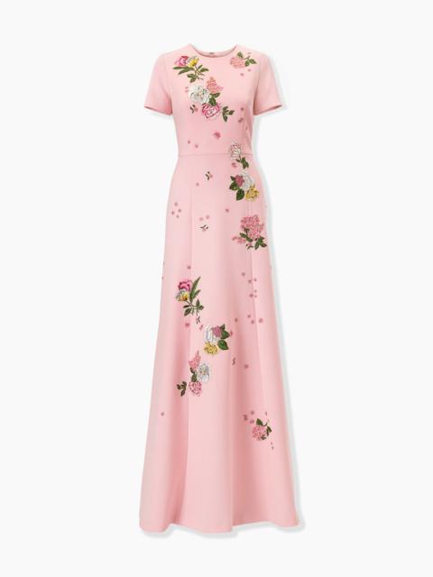 CAROLINA HERRERA Floral-Embroidered Crepe Gown