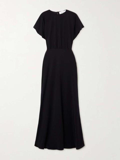 MATTEAU Gathered silk crepe de chine maxi dress Black