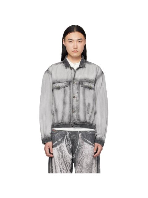 Diesel Gray Medium-Light Skeleton Denim Trucker Jacket
