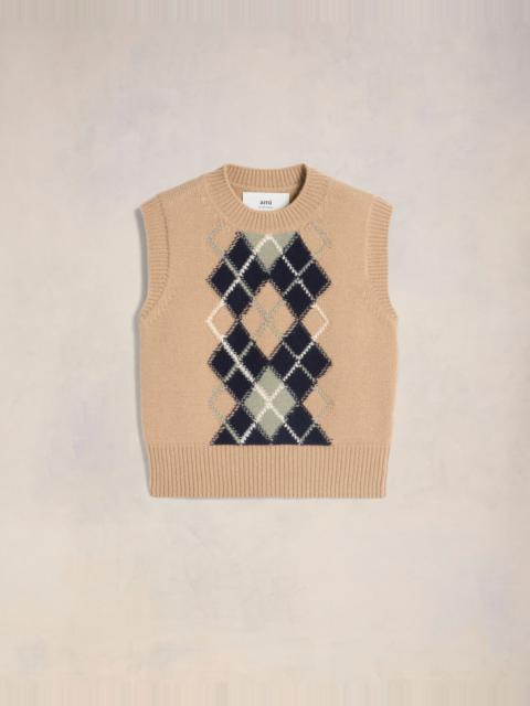 AMI Paris ARGYLE SLEEVELESS SWEATER