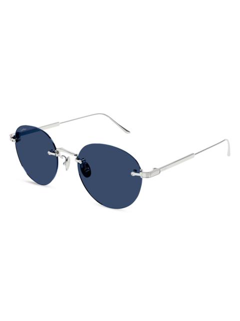 Cartier Men's Signature C 52MM Platinum-Plated Round Sunglasses - Silver