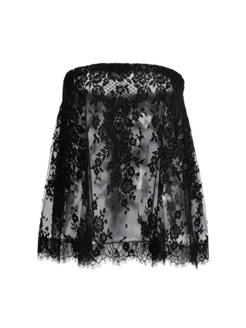 RODARTE Strapless Cotton-Blend Lace Top black