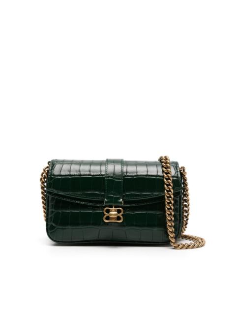 crocodile-embossed leather crossbody bag