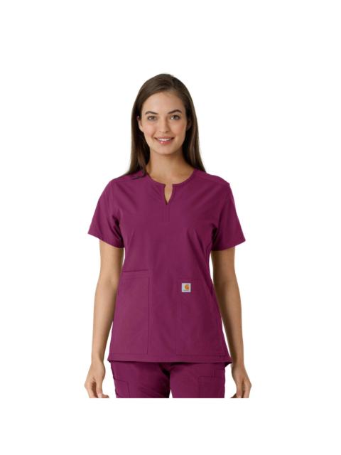 Carhartt Women's Force Essentials Notch Neck Tunic Knit Panel Scrub Top