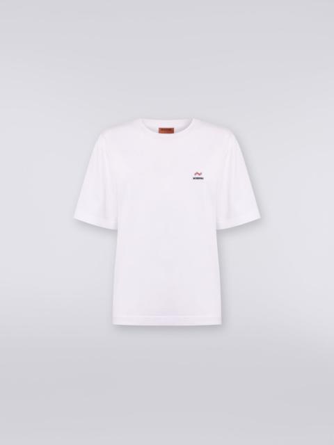 Crew-neck cotton T-shirt with embroidery and logo