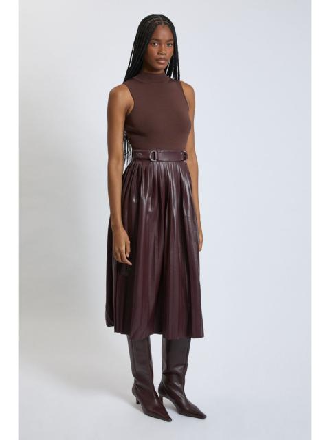 KAREN MILLEN Knitted Midi Dress With Pu Detailing