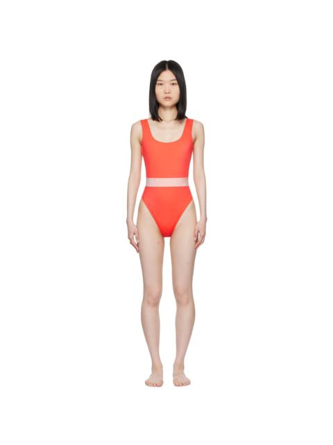 Orange Greca Border One-Piece Swimsuit