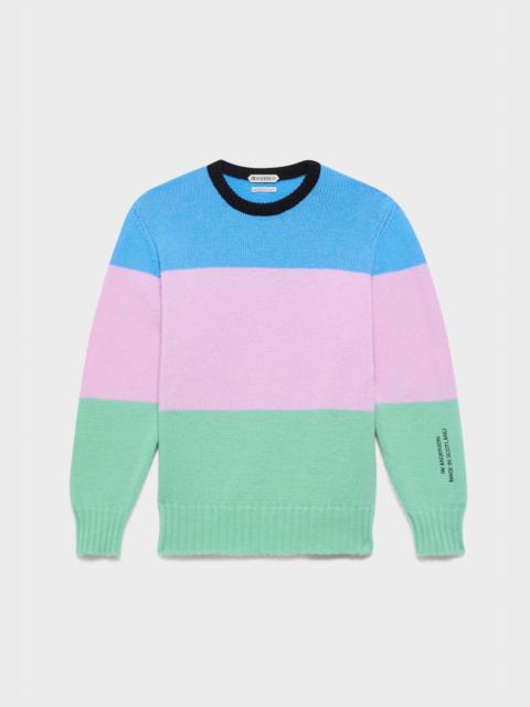 JW Anderson WOMENS KNITTED STRIPE JUMPER IN CORNFLOWER BLUE