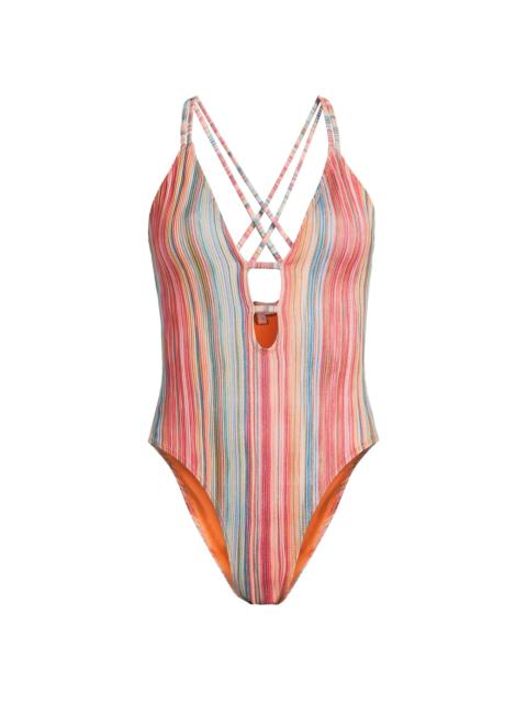 RAMY BROOK Women's Marina Striped One-Piece Swimsuit - Vivid Orange Stripe