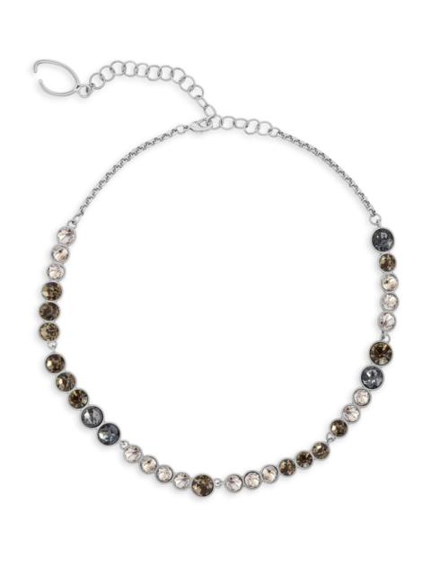 Oscar de la Renta Women's Cascade Silvertone & Glass Crystal Necklace - Black Diamond