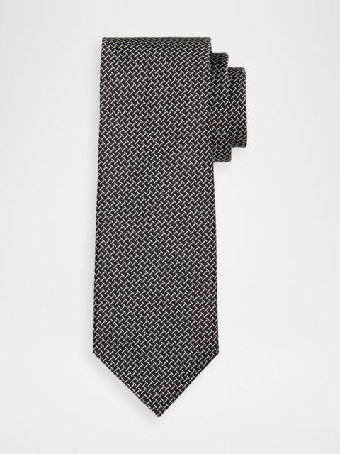 TOM FORD Men's Linen Zipper-Effect Tie
