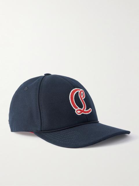 Christian Louboutin Mooncrest Ivy Logo-Embroidered Leather-Trimmed Cotton-Canvas Cap