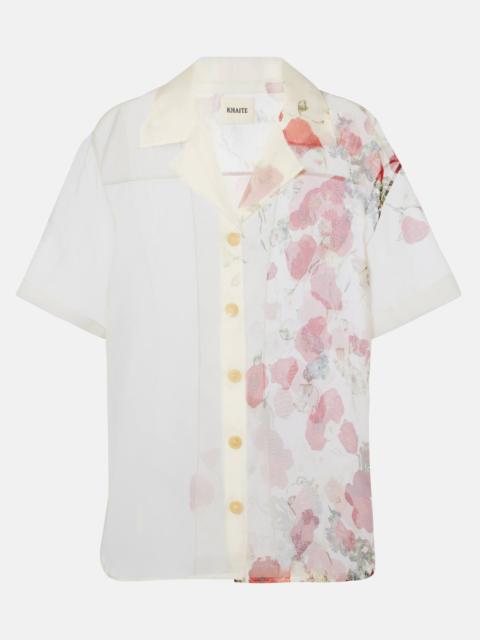 KHAITE Riordan floral sheer silk organza shirt