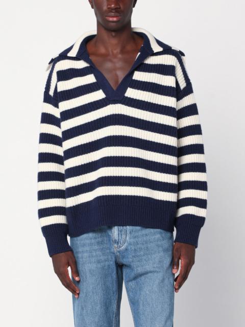 Bottega Veneta White/blue striped wool-blend sweater