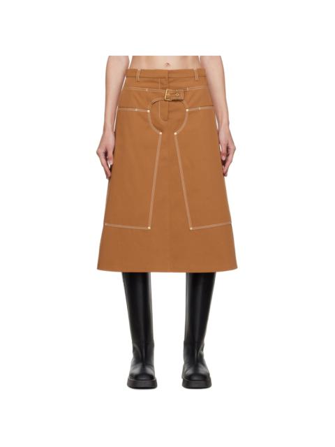 Brown A-Line Midi Skirt