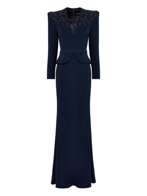 JENNY PACKHAM embellished-shoulders V-neck maxi dress