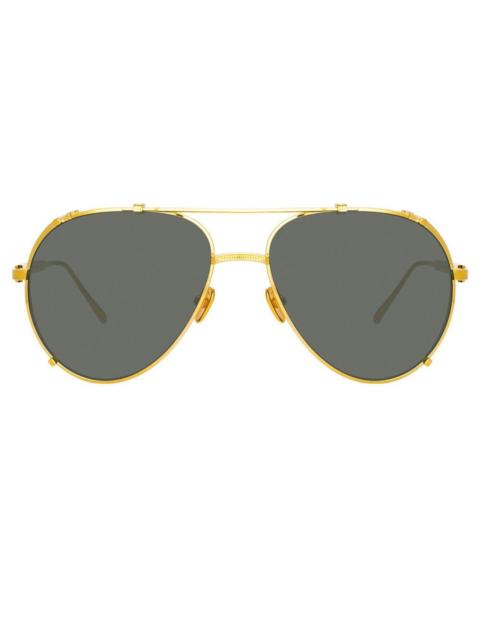 LINDA FARROW NEWMAN AVIATOR SUNGLASSES IN YELLOW GOLD