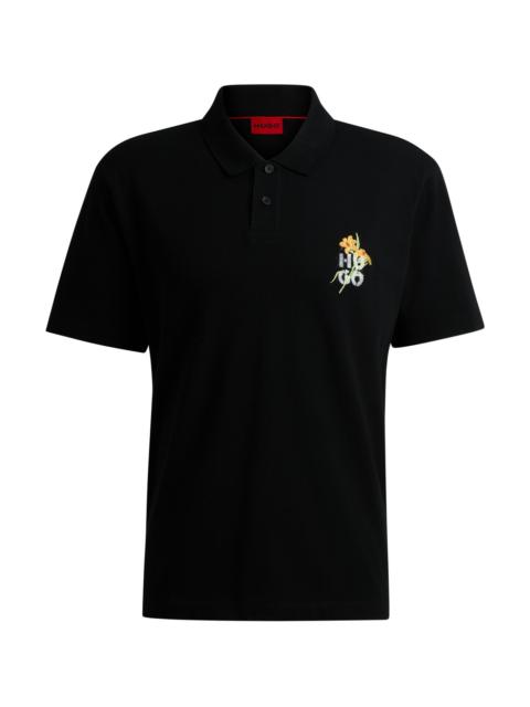 HUGO COTTON-PIQUÉ POLO SHIRT WITH LOGO ARTWORK