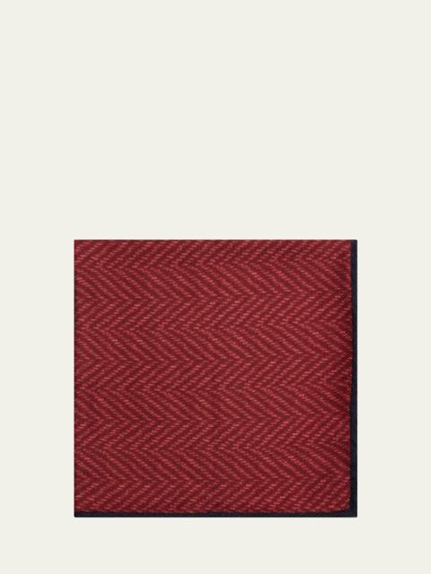 Brunello Cucinelli Men's Chevron-Print Silk Pocket Square