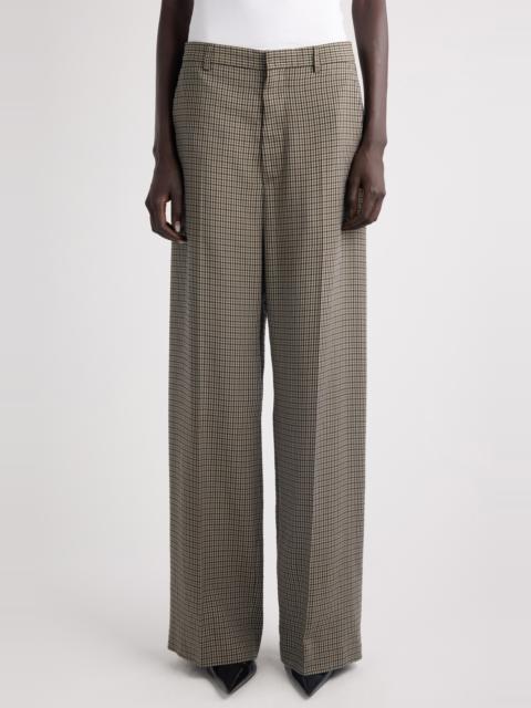BALENCIAGA Balenciaga Check Wide Leg Pants in 2866 Khaki/Brown at Nordstrom