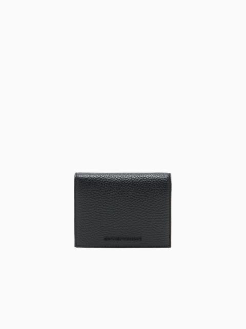 EMPORIO ARMANI TUMBLED LEATHER COMPACT WALLET