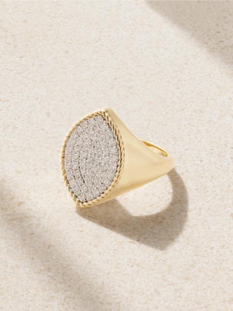 Yvonne Léon Chevalière Marquise 18-karat Gold Diamond Signet Ring