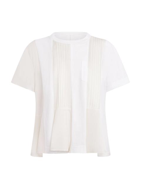 sacai SATIN COTTON JERSEY T-SHIRT | OFF WHITE
