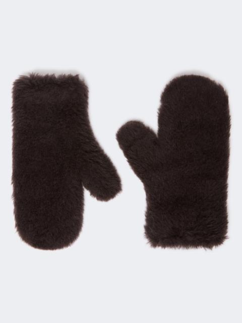 Max Mara OMBRATO Alpaca and wool Teddy fabric mittens - BROWN