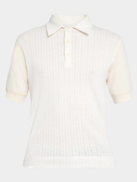 Dries Van Noten Men's Hettonio Pointelle Knit Cotton Polo Shirt
