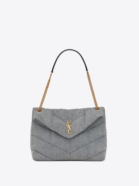 SAINT LAURENT niki medium chain bag in denim and suede SAINT LAURENT niki medium chain bag in denim and suede